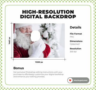 Christmas Newborn Digital Photography Background, Santa Claus Backdrop, Face Swap Overlay, Holiday Baby Photo Prop, Photoshop Template