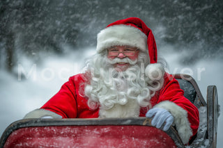 Christmas Santa Claus Digital Background, Holiday Photography Backdrop, Magical Winter Wonderland, Xmas Kids Portrait, Photoshop Template
