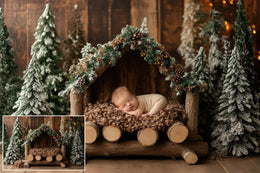 5 Rustic Christmas Newborn Digital Background, Winter Wonderland, Creative Composite Photography Backdrop, Xmas Baby, Kids & Pet Photo Prop