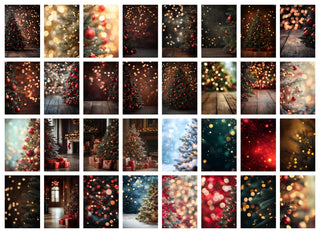32 Christmastime Bokeh Digital Photography Background Bundle, Photoshop Overlays, Studio Backdrops For Photographers, Wedding & Senior Prop