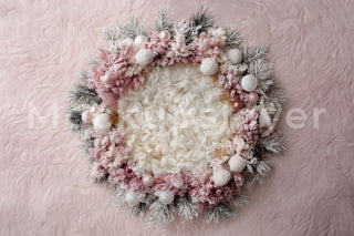 Pink Christmas Newborn Digital Backdrop, Studio Photo Background, Holiday Baby Prop, Winter Wonderland, Canva Template, Photo Editing