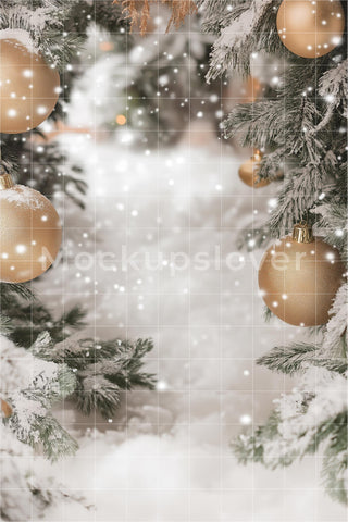 Christmas Digital Backdrop, White Studio Photo Background, Winter Wonderland, Holiday Kids Portrait Prop, Photoshop & Canva Template