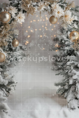 Christmas Digital Photography Background, Holiday Portrait Backdrop, Studio Kids Prop, Photoshop Template, Winter Wonderland, Twinkle Lights