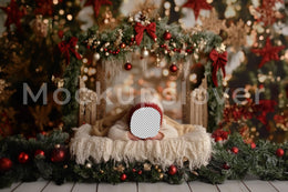 Christmas Newborn Digital Photography Overlay, Face Swap, Holiday Background, Rustic Studio Backdrop, Baby Boy Girl Prop, Photoshop Template