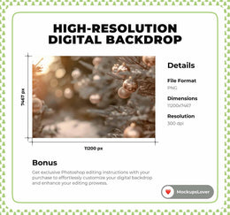 Rustic Christmas Tree Farm Digital Backdrop, Winter Wonderland Photo Background, Holiday Kids Portrait Prop, Photoshop & Canva Template