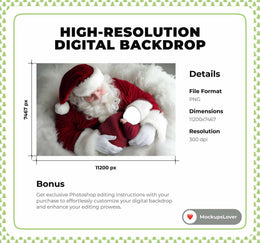 Christmas Newborn Digital Backdrop, Face Swap Overlay, Santa Claus, Studio Photo Background, Baby Portrait Prop, Photoshop & Canva Template