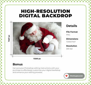Christmas Newborn Digital Backdrop, Face Swap Overlay, Santa Claus, Studio Photo Background, Baby Portrait Prop, Photoshop & Canva Template