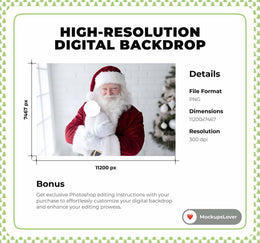 Christmas Newborn with Santa Claus Digital Backdrop, Face Swap Overlay, Holiday Baby Prop, Studio Photo Background, Photoshop/Canva Template