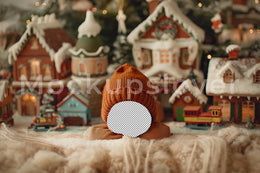 Newborn Digital Backdrop, Christmas Train Photo Background, Face Swap Overlay, Holiday Baby Portrait Prop, Photoshop & Canva Template