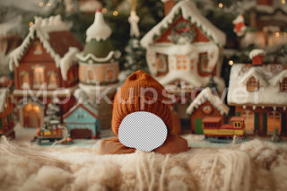 Newborn Digital Backdrop, Christmas Train Photo Background, Face Swap Overlay, Holiday Baby Portrait Prop, Photoshop & Canva Template