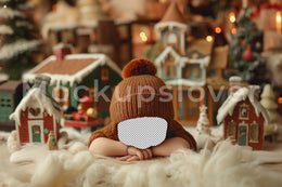 Christmas Village Newborn Digital Photography Background, Gingerbread House Backdrop, Holiday Baby Prop, Face Swap, Photoshop Overlay