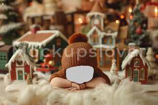 Christmas Village Newborn Digital Photography Background, Gingerbread House Backdrop, Holiday Baby Prop, Face Swap, Photoshop Overlay