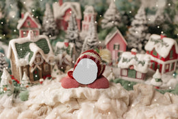 Newborn Digital Face Swap Overlay, Christmas Village Photo Background, Holiday Backdrop, Baby Portrait Prop, Photoshop & Canva Template