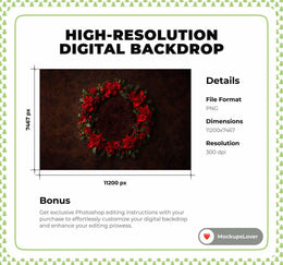 Red Christmas Newborn Digital Studio Photo Background, Holiday Backdrop, Xmas Baby Portrait Prop, Photoshop & Canva Template