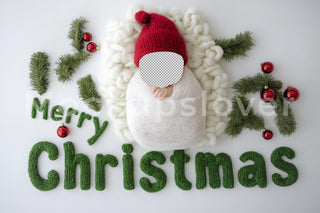 Newborn Merry Christmas Digital Photography Background, Holiday Baby Girl & Boy Portrait Prop, Face Swap Overlay, Photoshop Composite