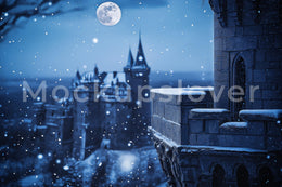 Magic Kingdom Digital Backdrop, Christmas Princess Photo Background, Winter Wonderland, Holiday Kids Prop, Photoshop & Canva Template