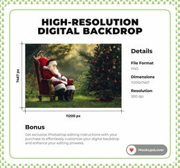 Santa Claus Digital Photography Background, Christmas Tree Farm Backdrop, Holiday Kids Outdoor Prop, Winter Wonderland, Photoshop Template
