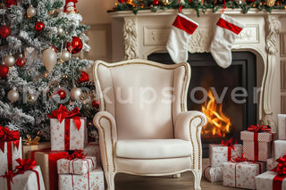 Christmas Studio Chair Digital Background, Holiday Portrait Photography Composite Backdrop, Kids Photo Prop, Photoshop Overlay, Xmas Card