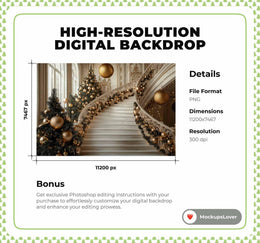 Christmas Backdrop Digital Photography Background, Princess Castle, Winter Wonderland, Holiday Studio Kids Photo Prop, Photoshop Template