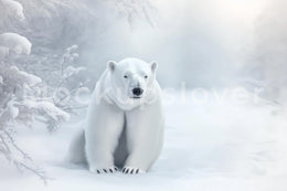 Winter Forest Digital Photography Background, Polar Bear Backdrop, Kids Prop, Winter Wonderland, Woodland Creatures, Photoshop Template