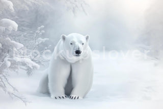 Winter Forest Digital Photography Background, Polar Bear Backdrop, Kids Prop, Winter Wonderland, Woodland Creatures, Photoshop Template