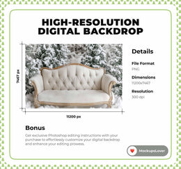 Christmas Digital Photography Background, White Studio Backdrop, Snowy Holiday Photo Prop, Winter Wonderland, Photoshop Template