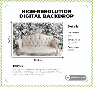 Christmas Digital Photography Background, White Studio Backdrop, Snowy Holiday Photo Prop, Winter Wonderland, Photoshop Template