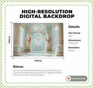Christmas Nutcracker Digital Background, Luxury Xmas Photography Backdrop, Ballet, Blue & Gold, Photoshop Action, Children Prop, Kids Photo