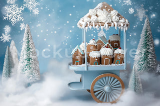 Christmas Cookies Digital Photo Background, Gingerbread Studio Backdrop, Holiday Kids Prop, Winter Wonderland, Photoshop & Canva Template
