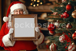 Santa Frame Digital Overlay, Christmas Backdrop, Holiday Photo Background, Family Portrait, Photoshop & Canva Template