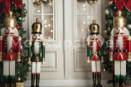 Christmas Digital Photo Background, Giant Nutcracker Backdrop, Holiday Family Portrait, Kids Prop, Photoshop & Canva Template