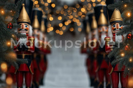 Christmas Nutcracker Digital Photography Background, Holiday Backdrop Kids Prop, Photoshop Template, Twinkle Lights, Winter Wonderland