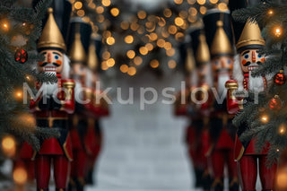 Christmas Nutcracker Digital Photography Background, Holiday Backdrop Kids Prop, Photoshop Template, Twinkle Lights, Winter Wonderland