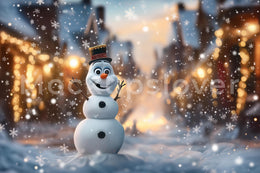 Frozen Winter Princess Photography Backdrop: Snowman Christmas (Digital Download)