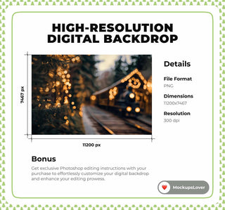Christmas Train Digital Photography Background, Polar Express, Christmas Village Backdrop, Winter Wonderland Kids Prop, Photoshop Template