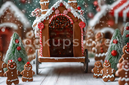 Gingerbread House Digital Backdrop, Christmas Cookies Photo Background, Holiday Kids Prop, Winter Wonderland, Photoshop & Canva Template