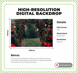 Christmas Arch Digital Photography Background, Winter Pine Tree Archway Backdrop, Xmas Holiday Kids Photo Portrait, Photoshop Template