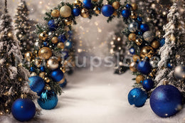 Christmas Digital Studio Background, Arch Backdrop, Winder Wonderland, Holiday Kids Portrait Prop, Photoshop & Canva Template