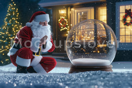 Christmas Digital Photography Background, Santa's Snow Globe, Holiday Backdrop, Winter Wonderland, Xmas Children Prop, Photoshop Template