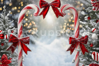 Christmas Digital Photography Background, Candy Cane Arch Backdrop, Winter Wonderland, Xmas Holiday Kids Photo Prop, Photoshop Template