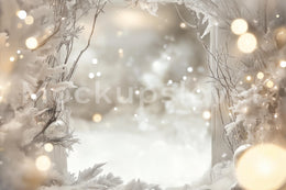 Winter Frozen Arch Digital Photography Background, Holiday Portrait Backdrop, Christmas Children Prop, Photoshop Template