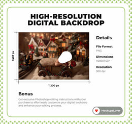Newborn Digital Backdrop, Christmas Train Background, Face Swap Overlay, Holiday Baby Portrait Prop, Photoshop & Canva Template