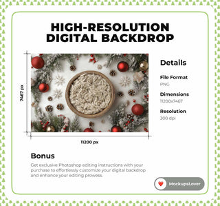 Christmas Newborn Digital Background, Winter Newborn Photography Digital Backdrop, Studio Baby Composite, Photoshop Template, Xmas Prop