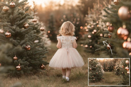 35 Christmas Tree Farm Digital Backdrop Bundle, Winter Portrait Creative Photography Composite Background, Photoshop Template, Xmas Lights
