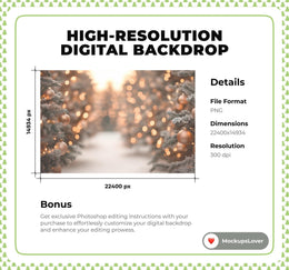 35 Christmas Tree Farm Digital Backdrop Bundle, Winter Portrait Creative Photography Composite Background, Photoshop Template, Xmas Lights