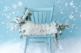 Newborn Rustic Christmas Digital Backdrop, Winter Wonderland Background, Blue Studio, Holiday Portrait Baby Prop, Photoshop & Canva Template