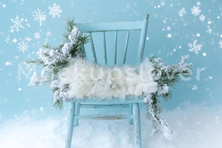 Newborn Rustic Christmas Digital Backdrop, Winter Wonderland Background, Blue Studio, Holiday Portrait Baby Prop, Photoshop & Canva Template