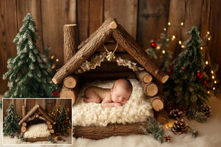 5 Rustic Christmas Newborn Digital Background, Winter Wonderland, Creative Composite Photography Backdrop, Xmas Baby, Kids & Pet Photo Prop