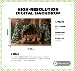 5 Rustic Christmas Newborn Digital Background, Winter Wonderland, Creative Composite Photography Backdrop, Xmas Baby, Kids & Pet Photo Prop