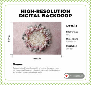Pink Christmas Newborn Digital Backdrop, Studio Photo Background, Holiday Baby Prop, Winter Wonderland, Canva Template, Photo Editing